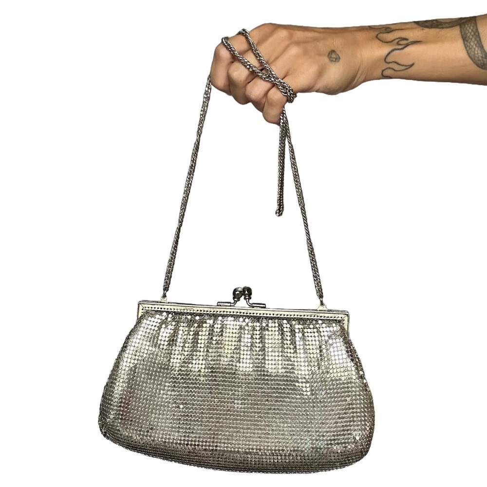 80s Vintage Whiting & Davis Silver Chainmail Purse
